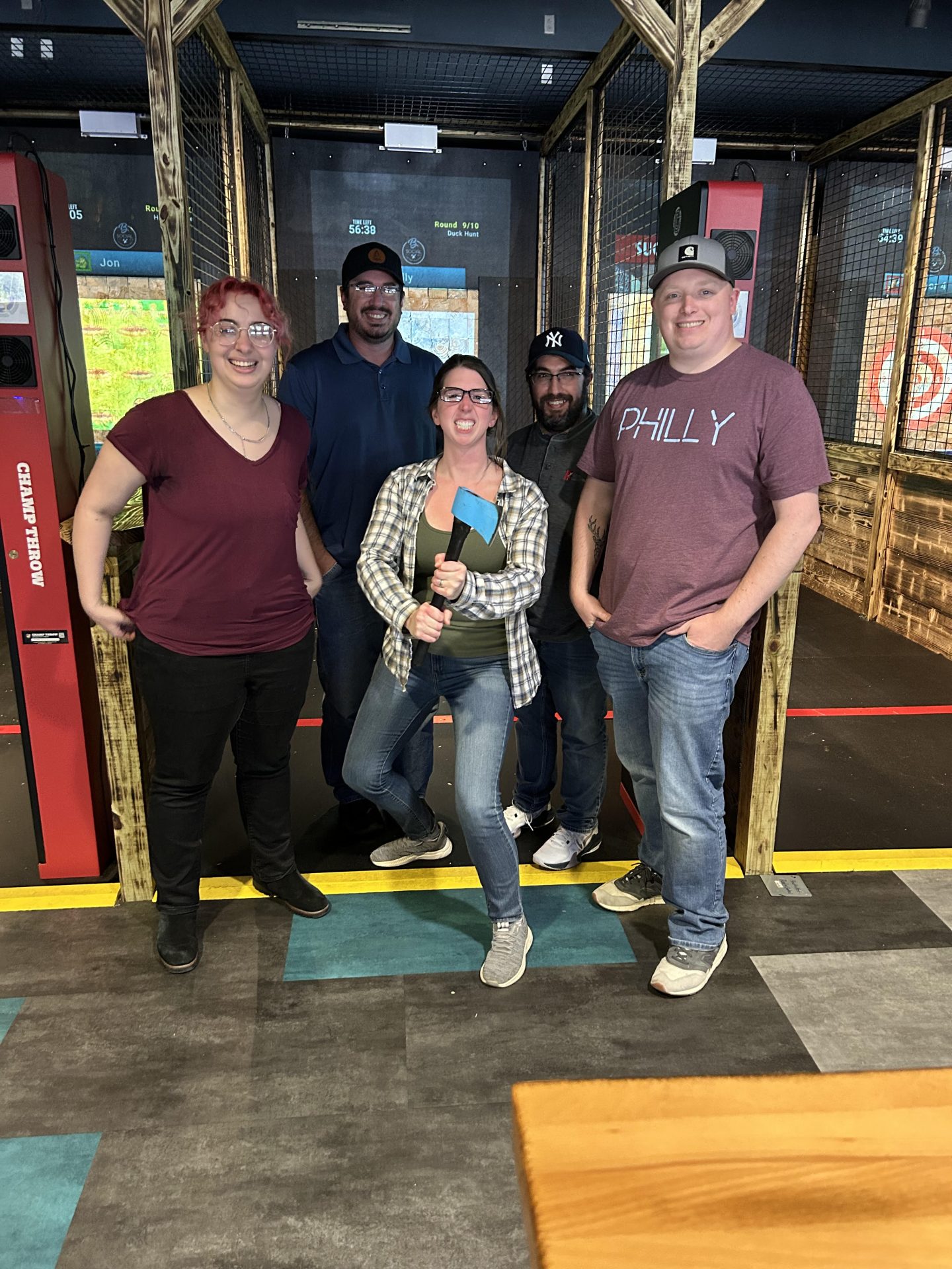 Kelly with Ax at the Ax throwing fun day